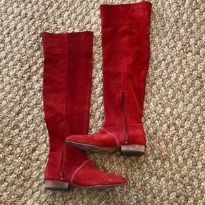 Free People Boots Red Suede Knee High